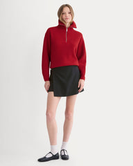 The Half-Zip Sweater in Luxe Merino | Berry Red