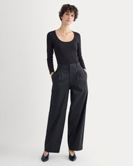 Luxe Rib Deep U-Neck Top | Black