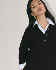 The Cocoon Henley in Wool Cashmere | Black