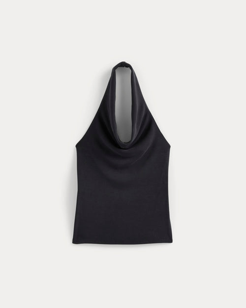 Halter Cowlneck Top in Butterknit | Black