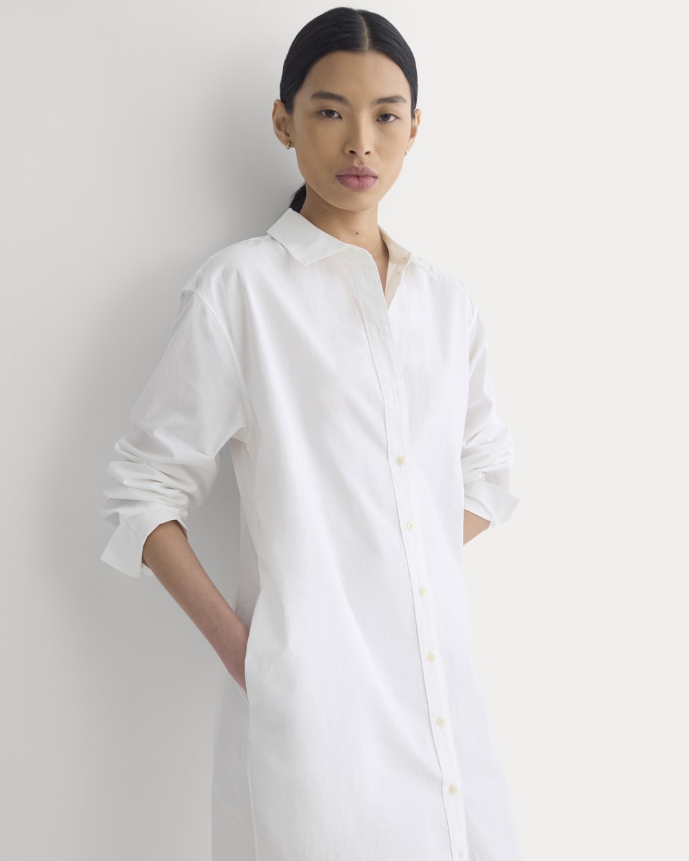Midi Shirtdress in Ultrasoft Cotton | White