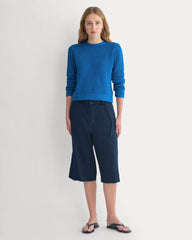 Open Knit Long-Sleeve Crew in Everyday Cotton | Imperial Blue