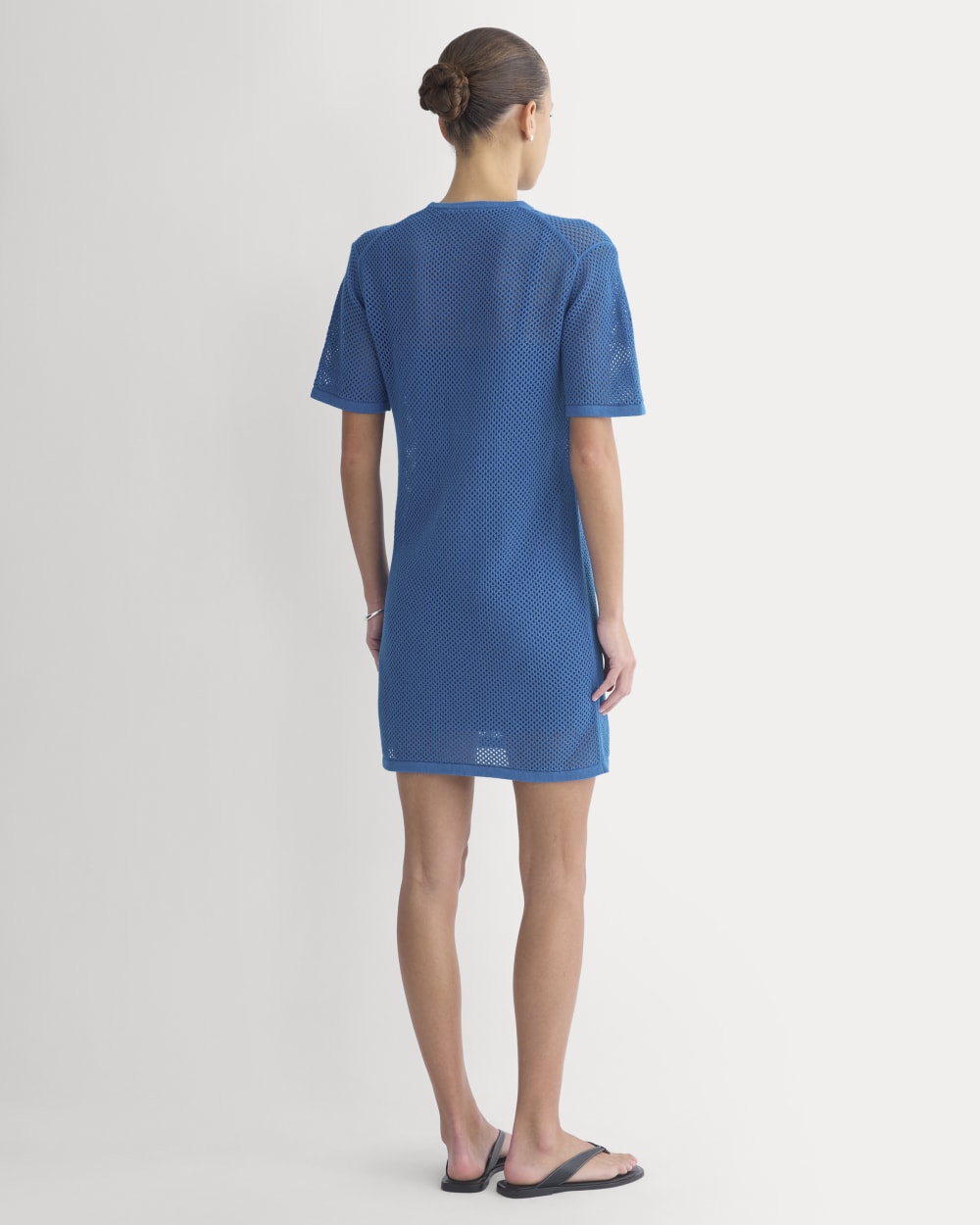Mesh-Knit Short-Sleeve Dress | Imperial Blue