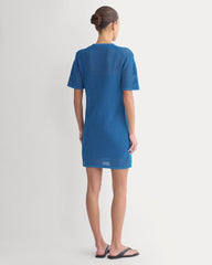 Mesh-Knit Short-Sleeve Dress | Imperial Blue