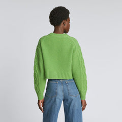 The Felted Merino Cropped Cable Sweater | Salted Lime