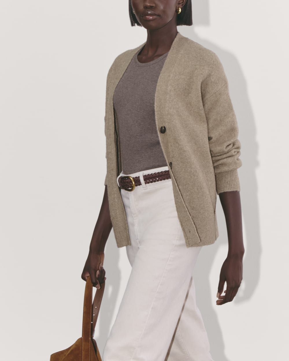 The Cocoon Cardigan in Plush Cotton | Heather Taupe