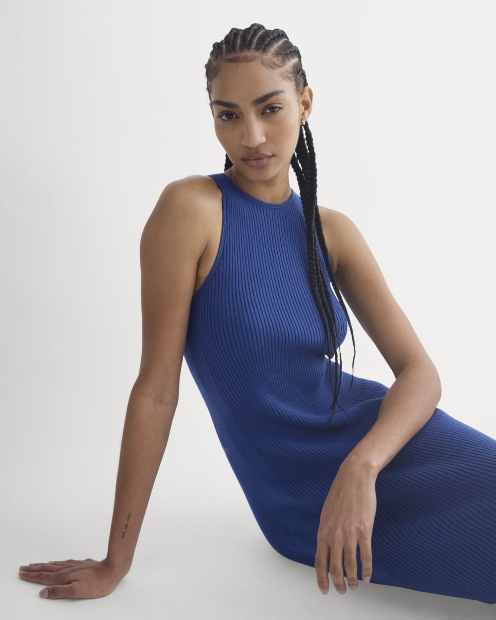 Cutaway Ribbed Midi Dress | Estate Blue