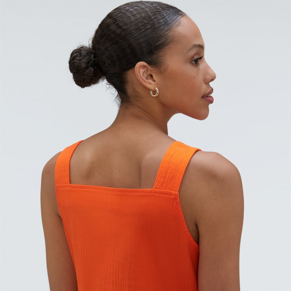 The Seersucker Midi Dress | Bright Orange