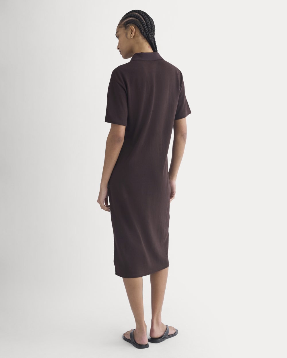 Pique Polo Short-Sleeve Dress | Dark Chocolate