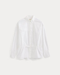 Oversized Cinched Shirt in Ultrasoft Cotton | White