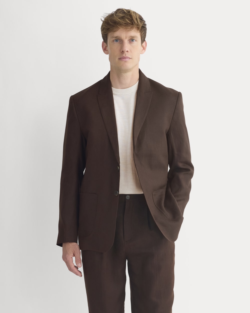 Soyeux Linen Linen Blazer | Dark Brown