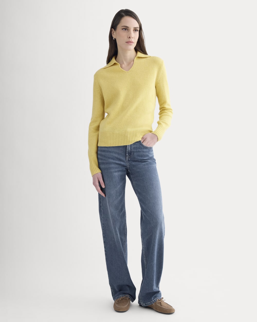 Cashmere Polo Sweater | Double Cream Heather