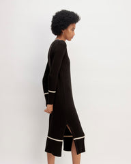 The Cotton Wide Rib Midi Dress | Black