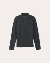 The Long-Sleeve Pique Polo | Heathered Graphite