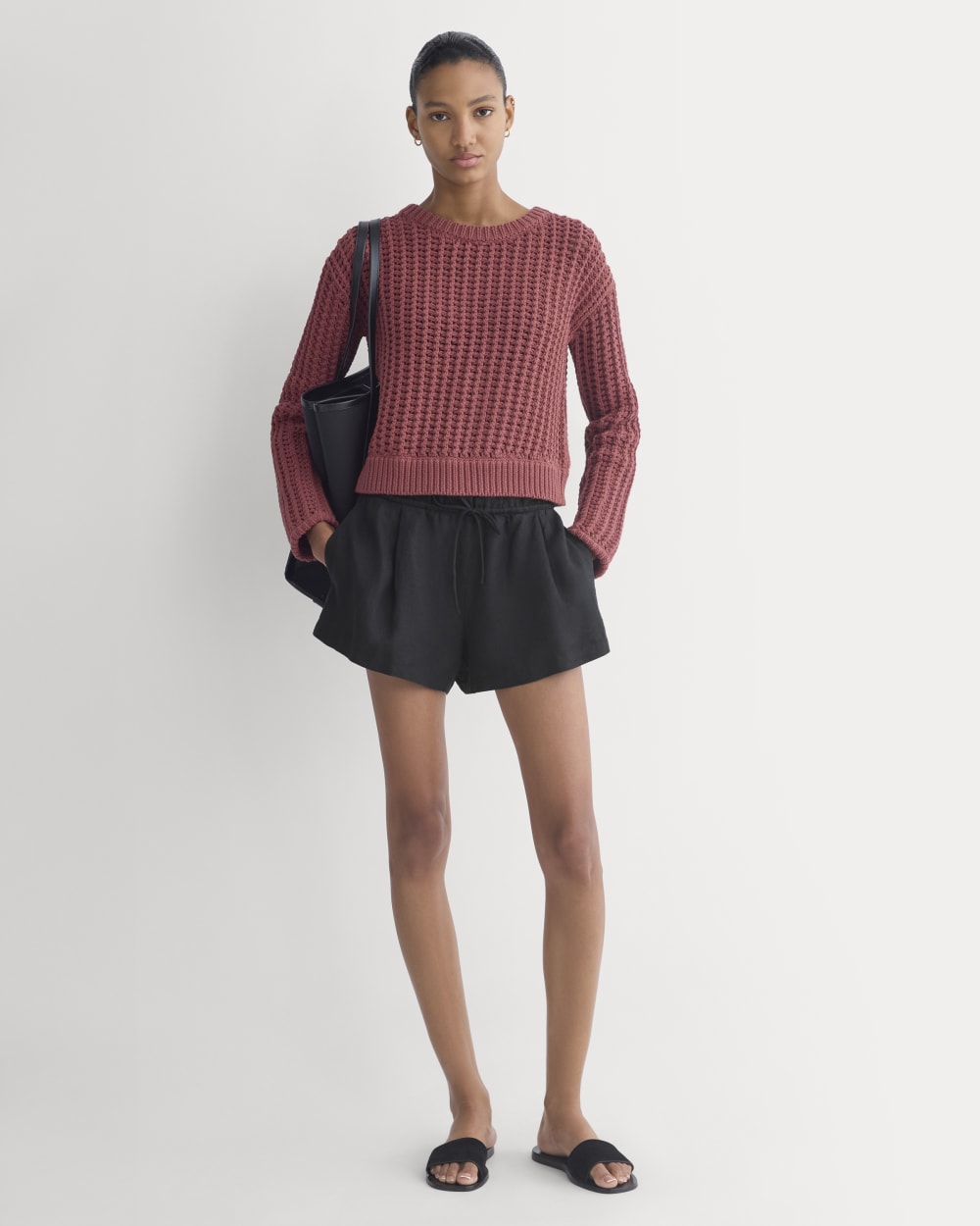 Open-Knit Crew in Elevated Cotton | Henna Red