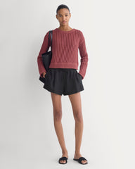 Open-Knit Crew in Elevated Cotton | Henna Red