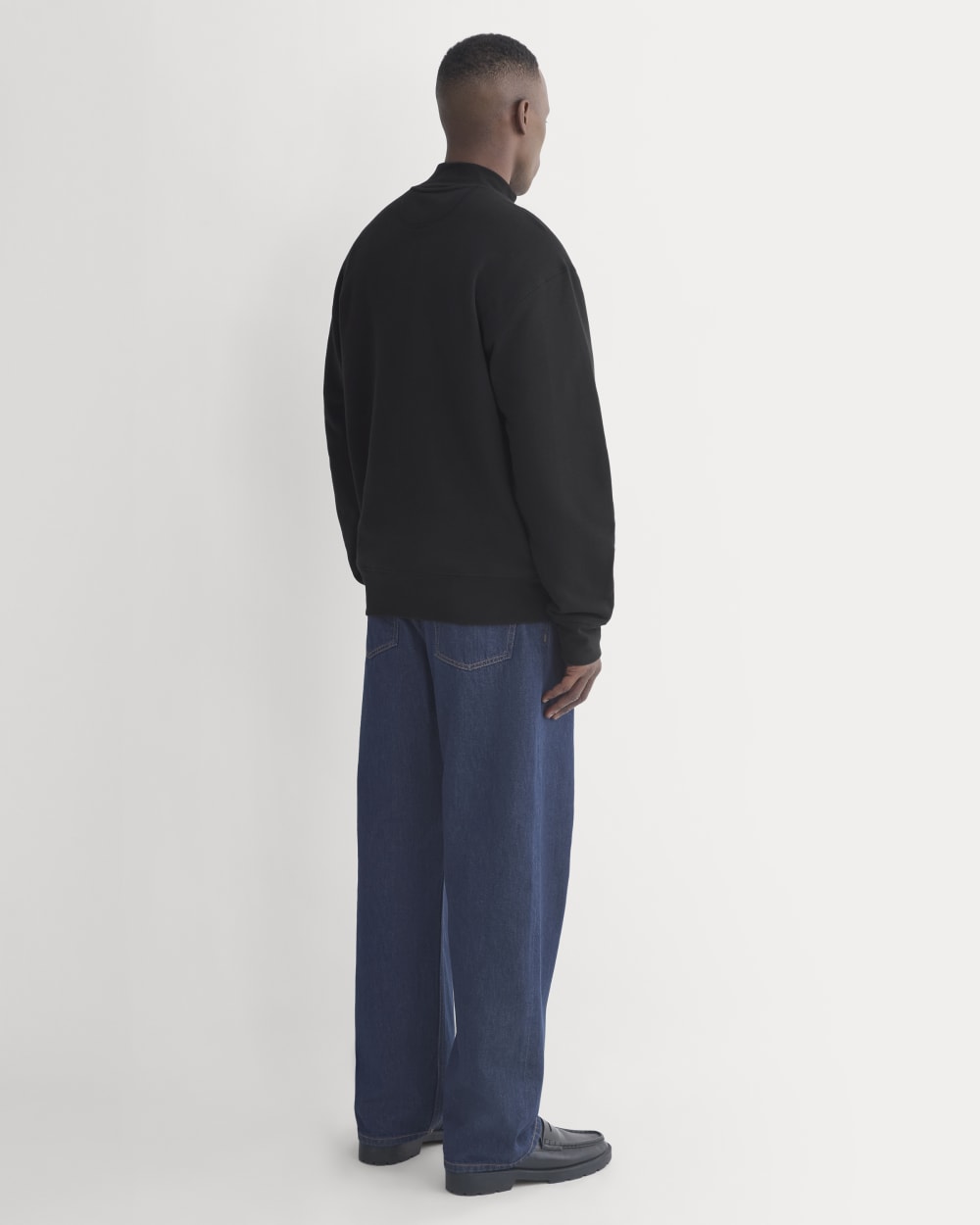 Lightweight Terry Zip Pullover | Black