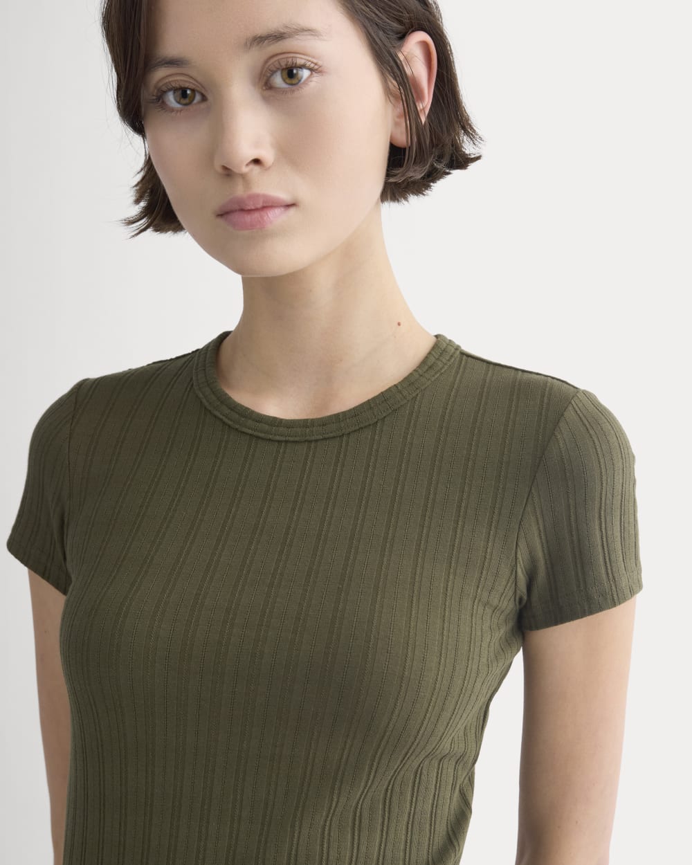 Cropped Crew in Pointelle | Olive Night