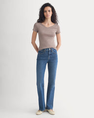 Tissue Short-Sleeve V-Neck Top | Heathered Chocolate Chip