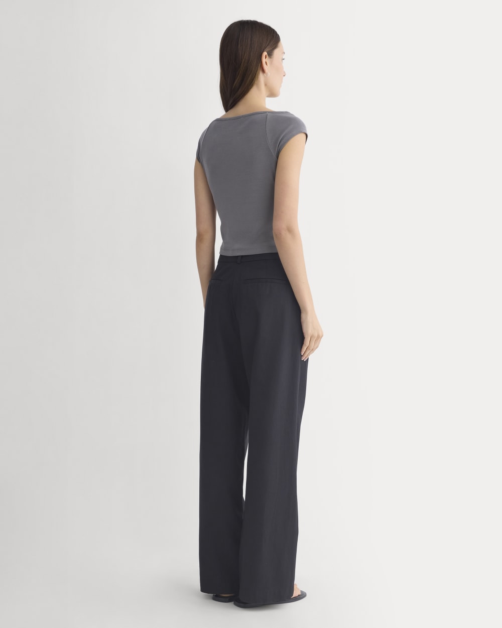 Boatneck Cap-Sleeve Top in Butterknit | Charcoal Grey