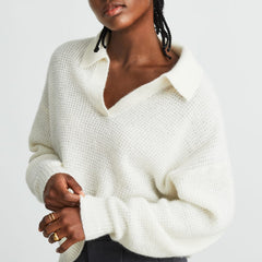The Alpaca Waffle-Stitch Polo | Snow