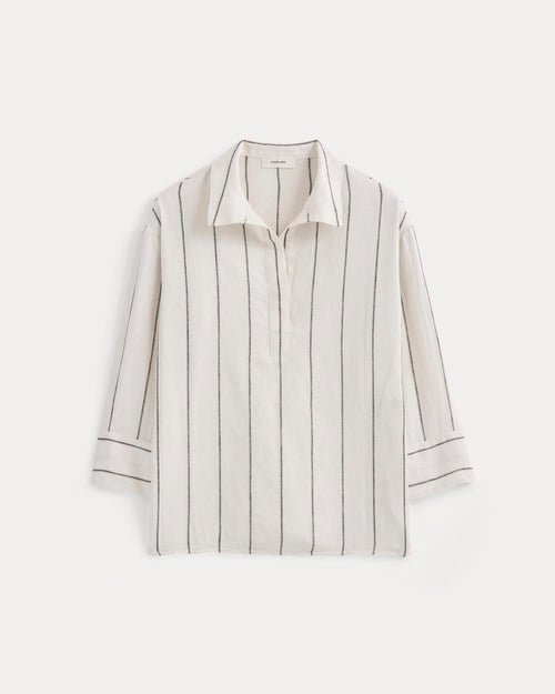 Popover Shirt in Linen | Gardenia/Meteorite