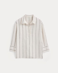 Popover Shirt in Linen | Gardenia/Meteorite