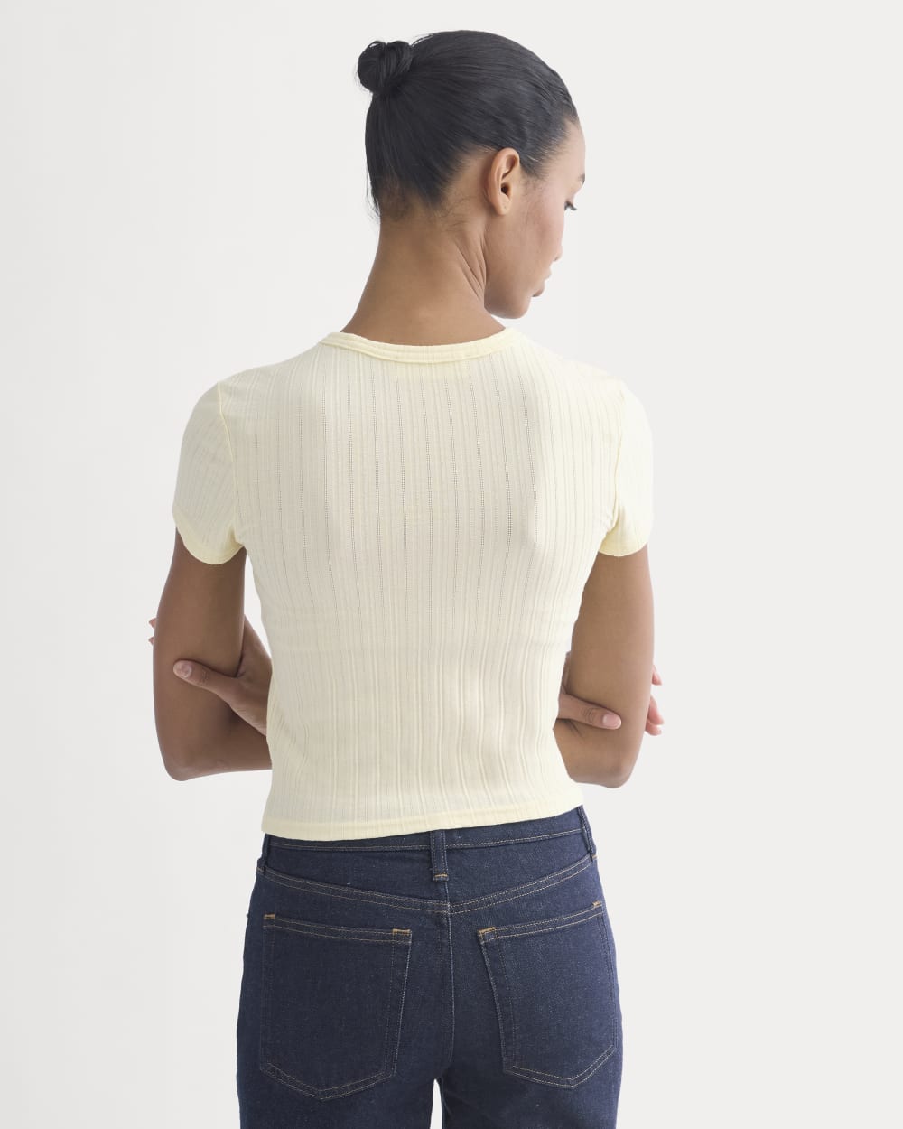 Cropped Crew in Pointelle | Lemon Icing