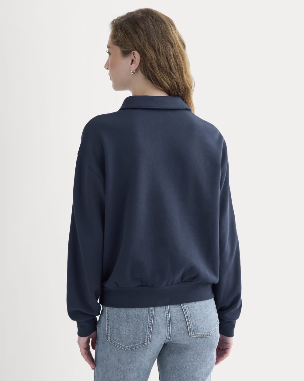 Lightweight Terry Polo Sweatshirt | Navy