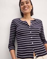 The Vintage Rib Cardigan | Navy / Bone