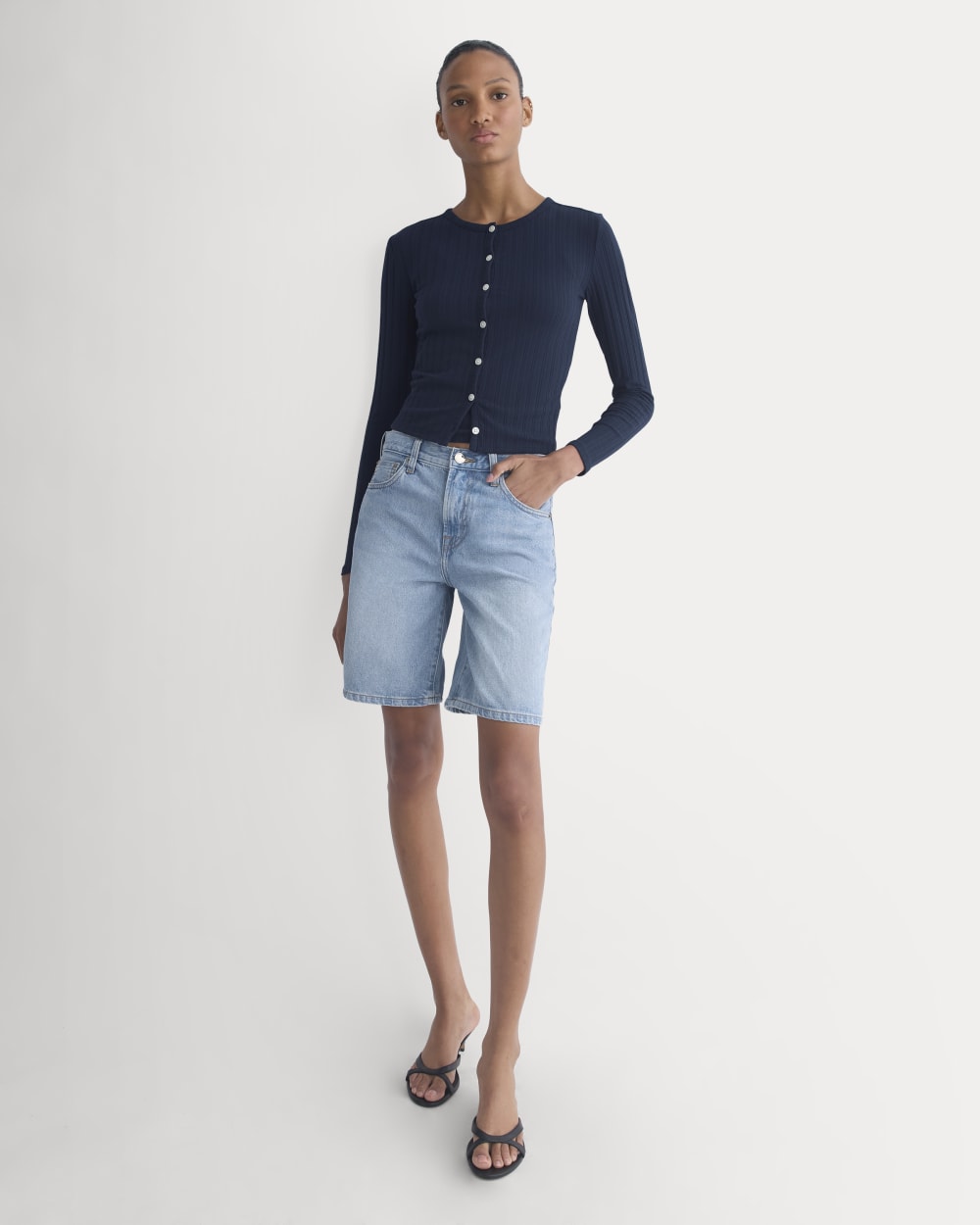 Cardigan in Pointelle | Deep Navy
