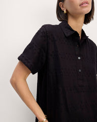 The Linen Eyelet Shirtdress | Black Eyelet