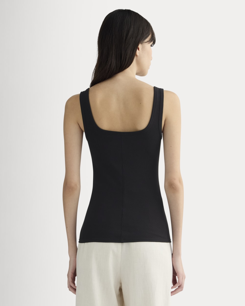 The Luxe Rib Square-Neck Tank | Black