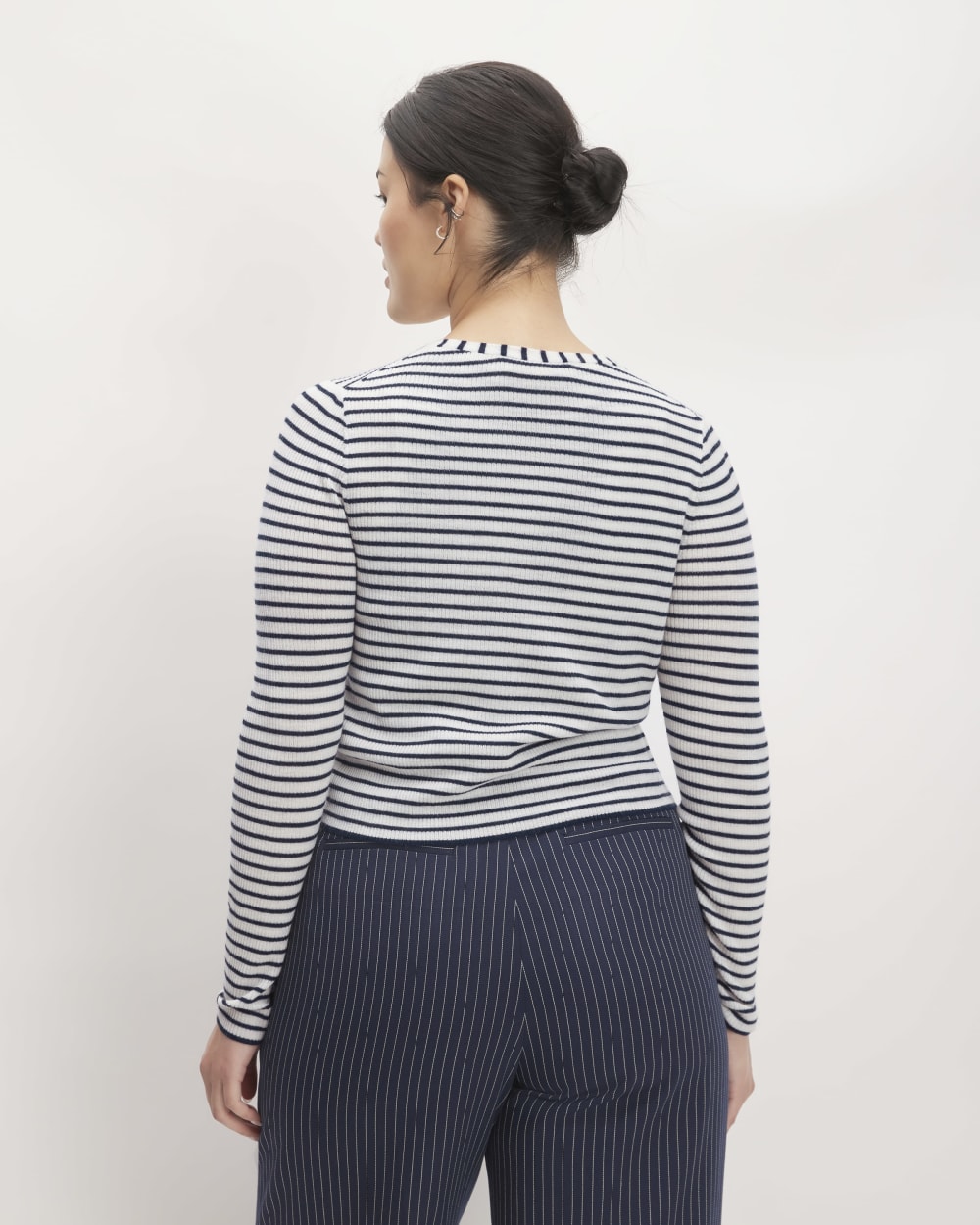 The Cardigan in Ultrasoft Merino | Bone/Navy
