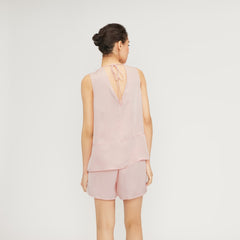 The Satin V-Neck Top | Petal Pink