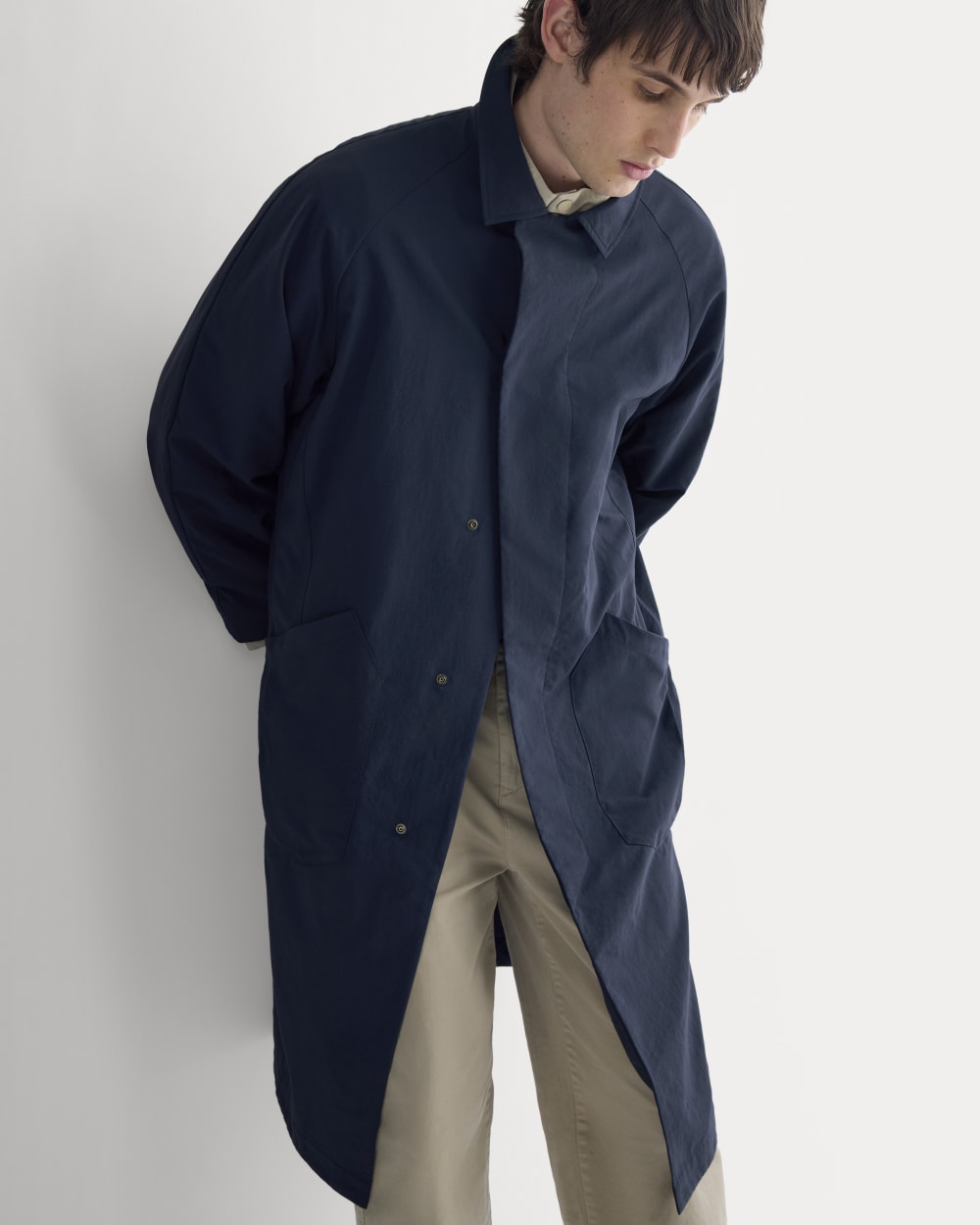 Re:Cycled Nylon Mac Coat | Deep Navy