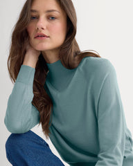 Mockneck Sweater In Ultrafine Merino | Gray Mist