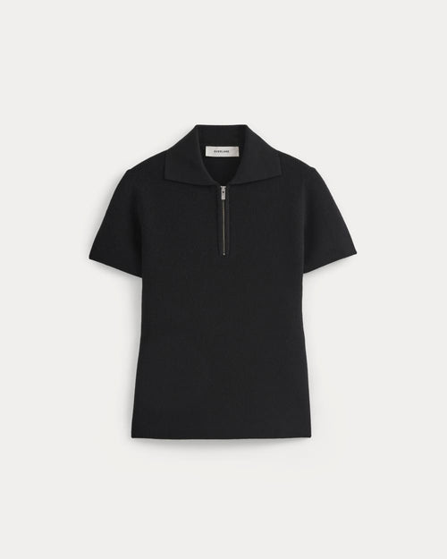 Knit Quarter-Zip Polo | Black