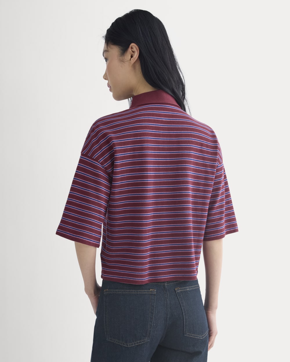 Pique Boxy Polo | Pomegranate/Heather Rose/Estate Blue