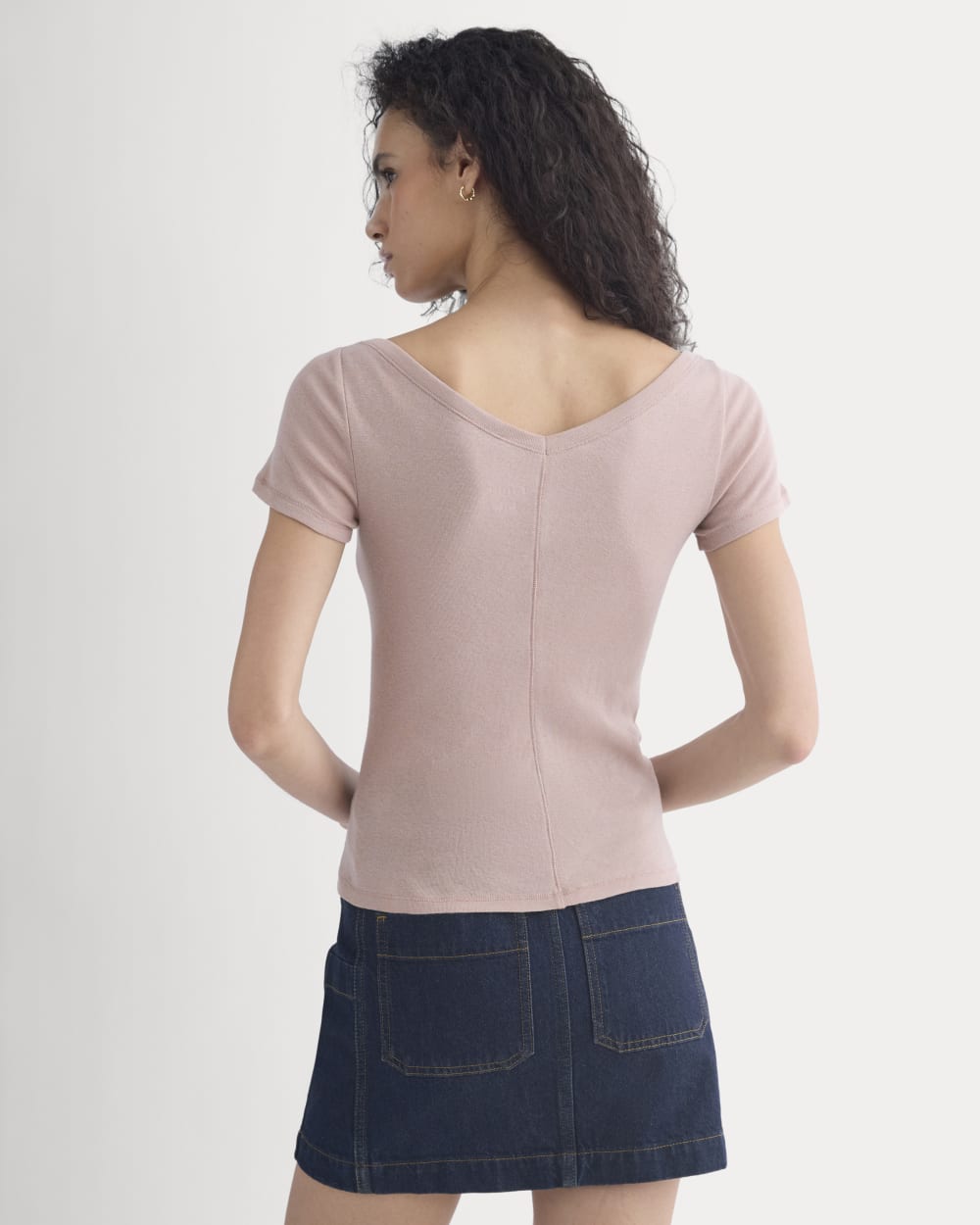 Tissue Short-Sleeve V-Neck Top | Dusty Rose
