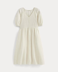 The Linen Oversized Puff-Sleeve Dress | Bone
