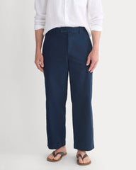 Cropped Slub Trouser | Deep Navy