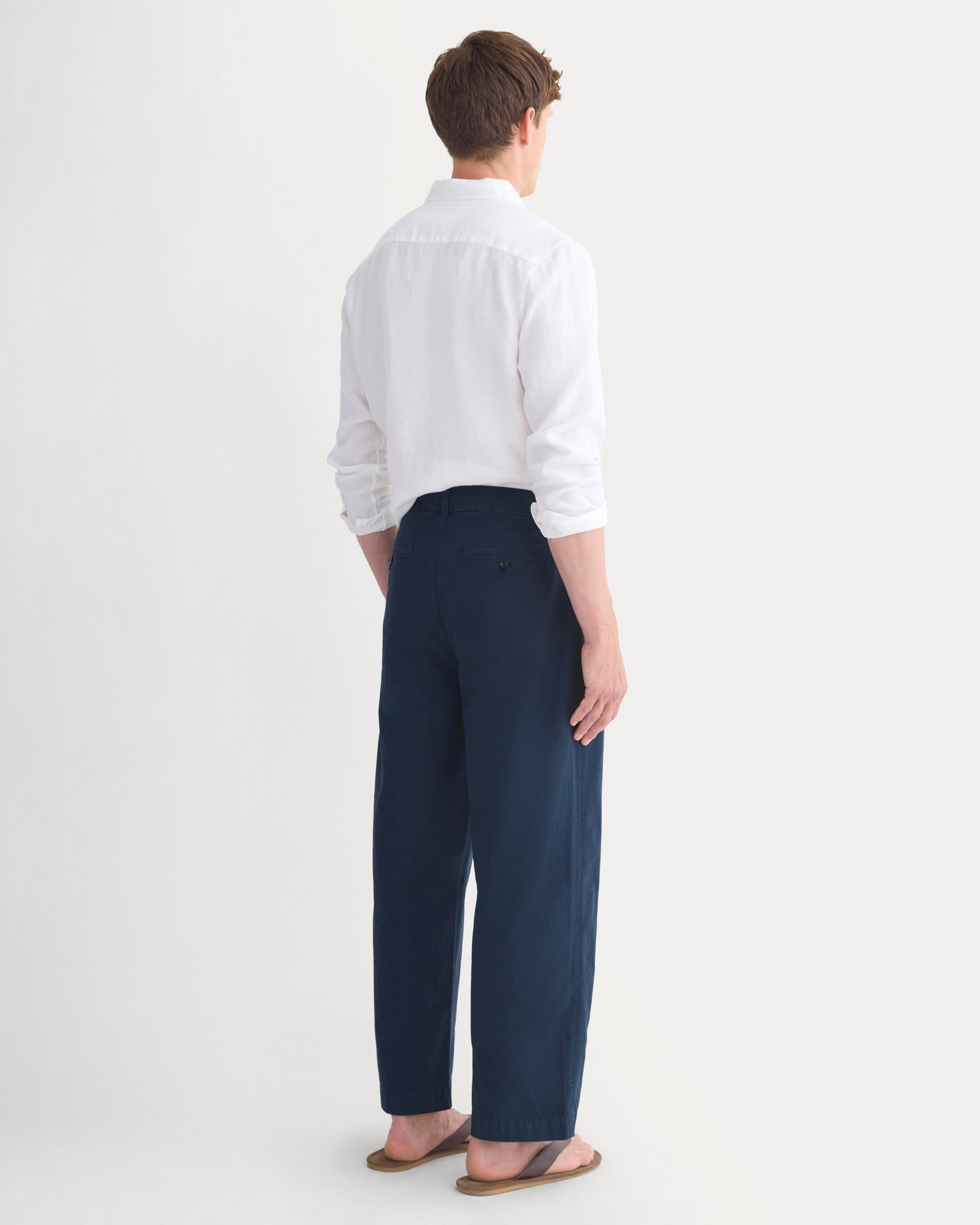 Cropped Slub Trouser | Deep Navy