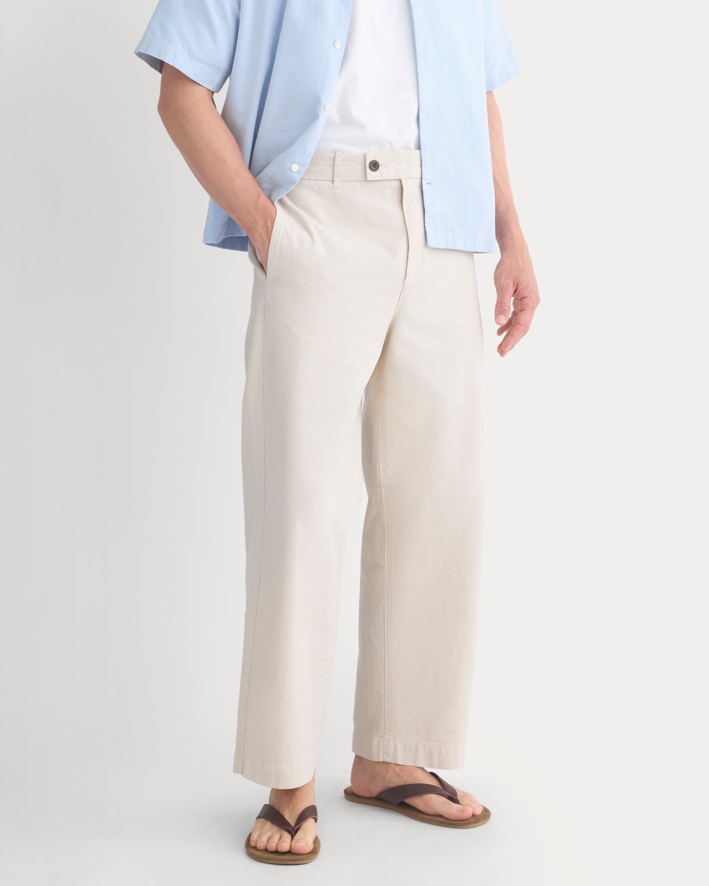 Cropped Slub Trouser | Peyote
