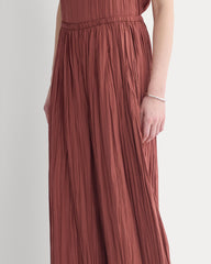 Crinkle Wide-Leg Pant | Henna Red