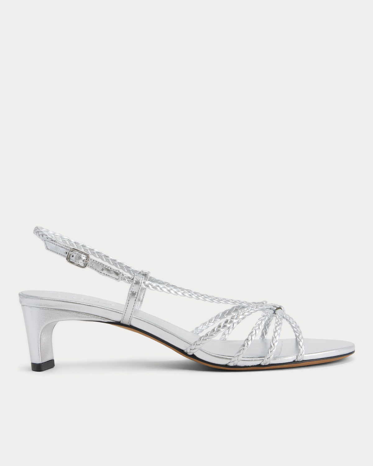 Made in Italy Braided Kitten Heel | Silver Leather