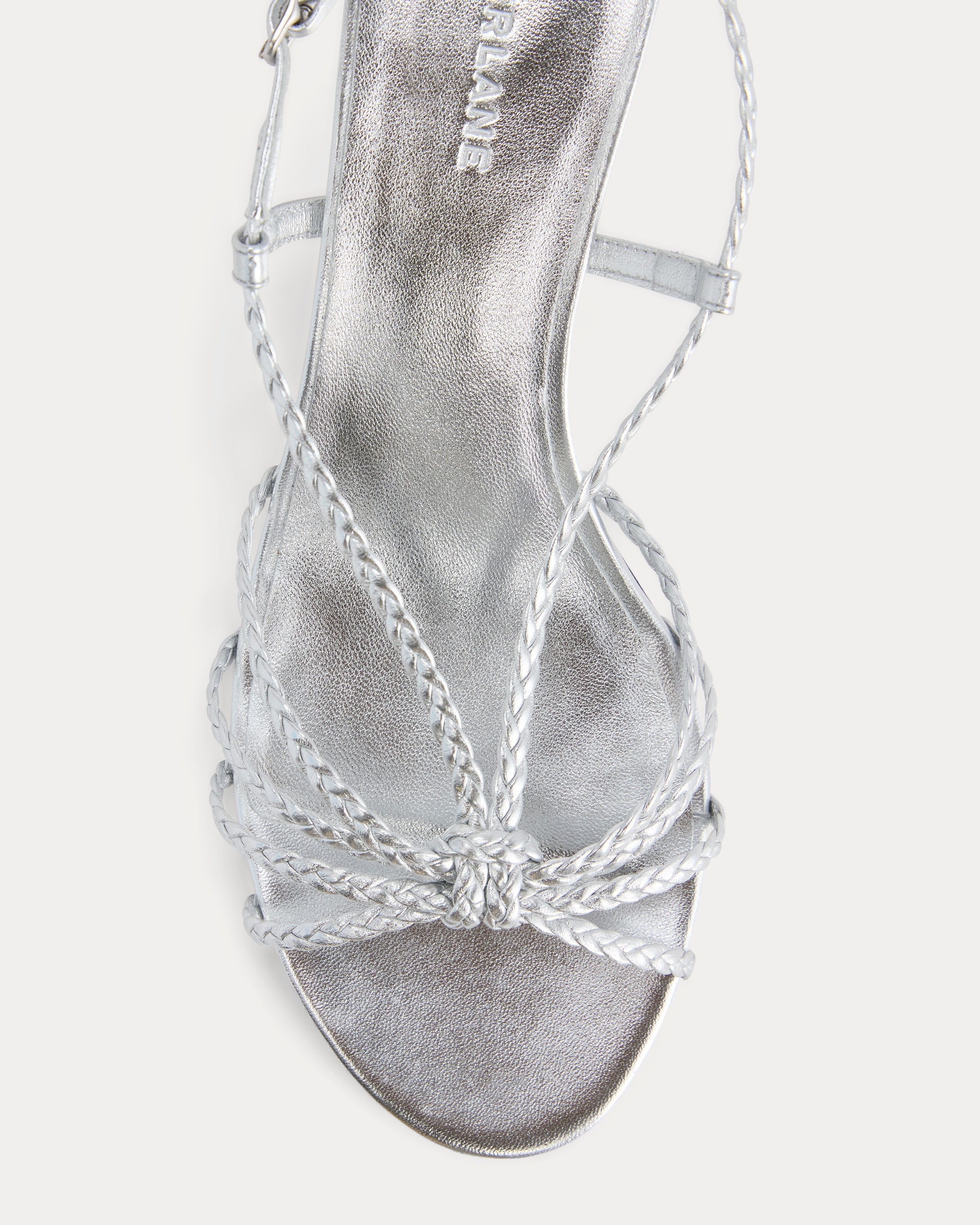 Made in Italy Braided Kitten Heel | Silver Leather