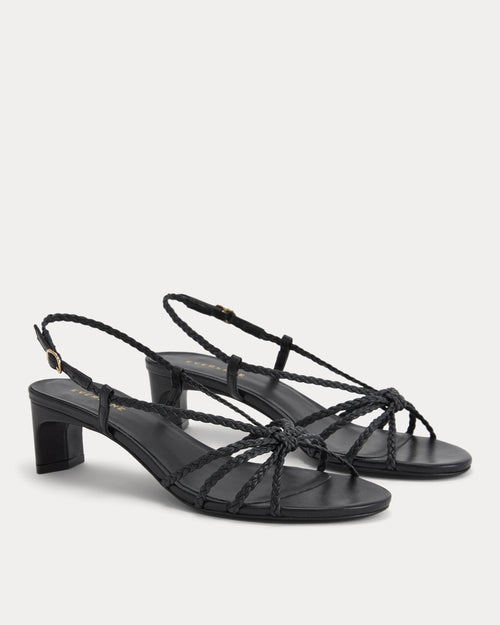 Made in Italy Braided Kitten Heel | Black Leather