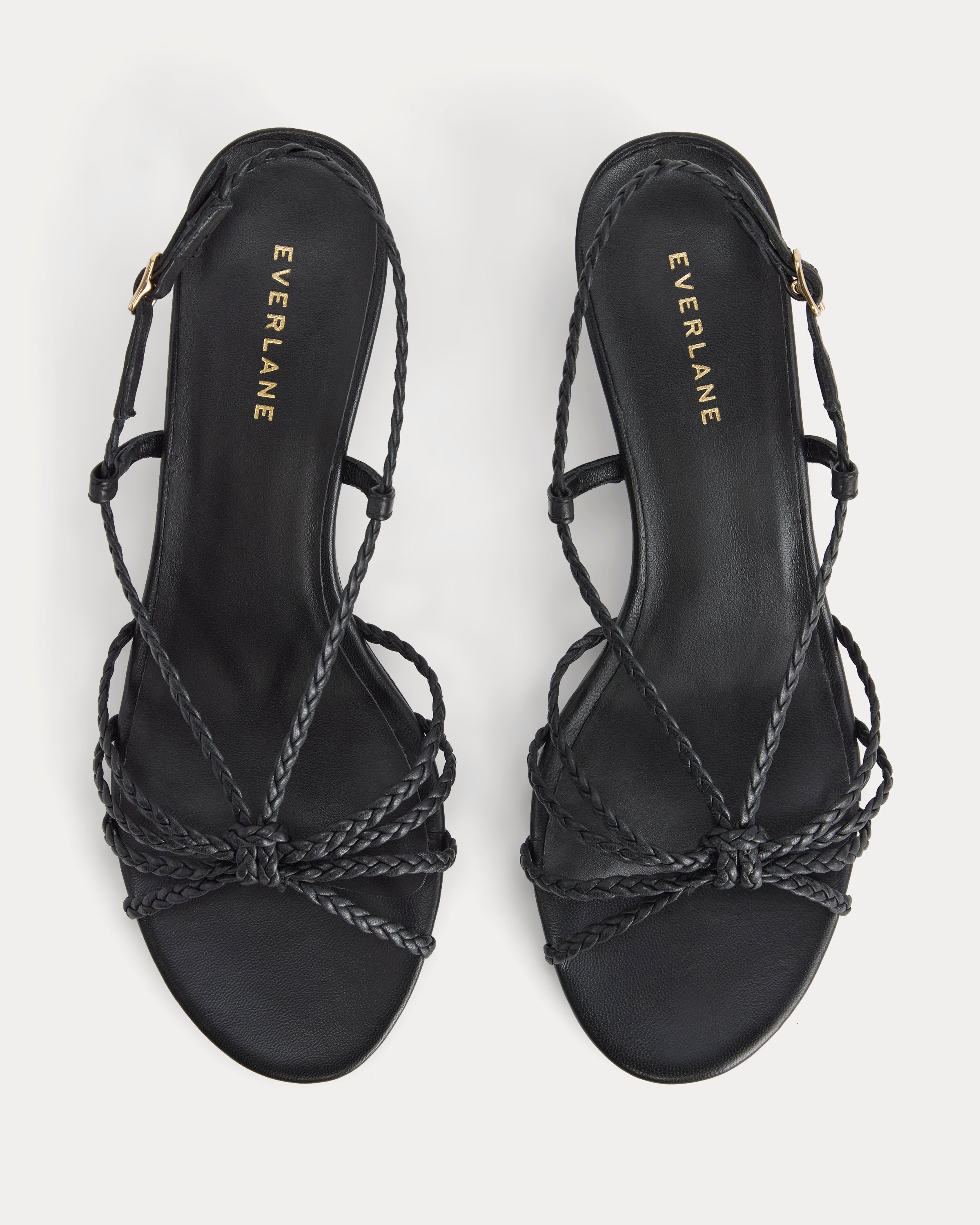 Made in Italy Braided Kitten Heel | Black Leather