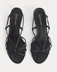 Made in Italy Braided Kitten Heel | Black Leather